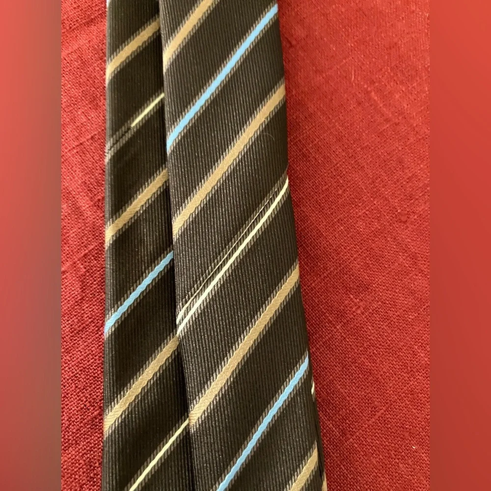 Vintage '70s/'80s Christian Dior Striped Neck Tie Logo Monogram Brown Blue